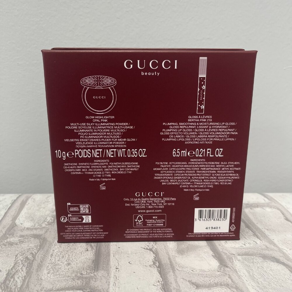 Gucci 2-Pc. Opal Pink Glow Highlighter & Bertha Pink Lip Gloss Gift Set - New - Picture 8 of 8